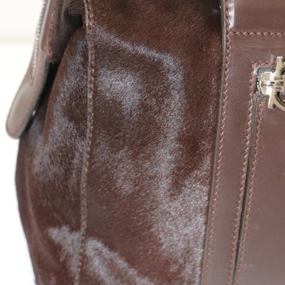 Salvatore Ferragamo AX-21 2834 Pony Hair Boston Handbag - Brown - Picture 7 of 15